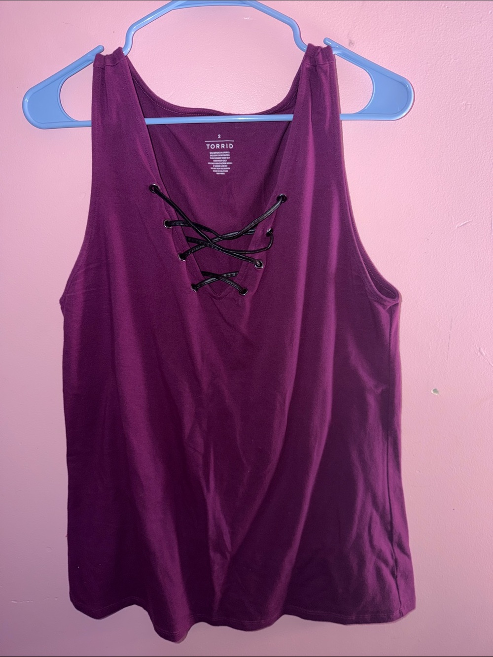 torrid Plum Lace-Up V-Neck Tank